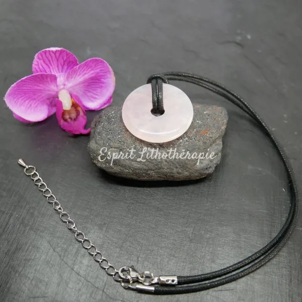 Photo Pendentif Donut Quartz rose en pierre naturelle