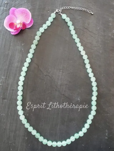 Photo Collier Aventurine verte en pierre naturelle, bijou fait main