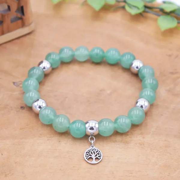 Photo Bracelet en Aventurine verte en pierre naturelle, bijou fait main