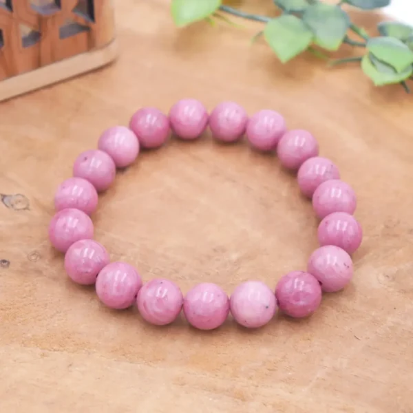 Photo Bracelet Rhodonite rose en pierre naturelle, bijou fait main