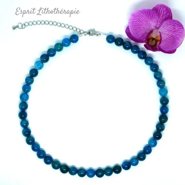 Photo Collier Apatite bleue en pierre naturelle, bijou fait main