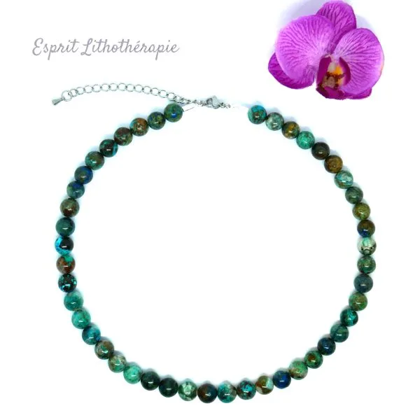 Photo Collier Chrysocolle en pierre naturelle, bijou fait main