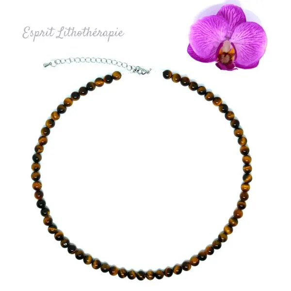 Photo Collier Oeil de tigre en pierre naturelle, bijou fait main