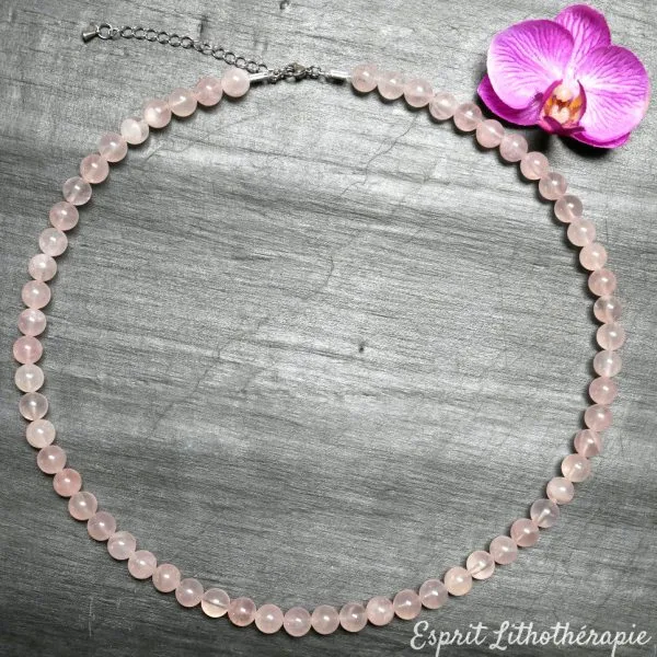 Photo Collier Quartz rose en pierre naturelle, bijou fait main