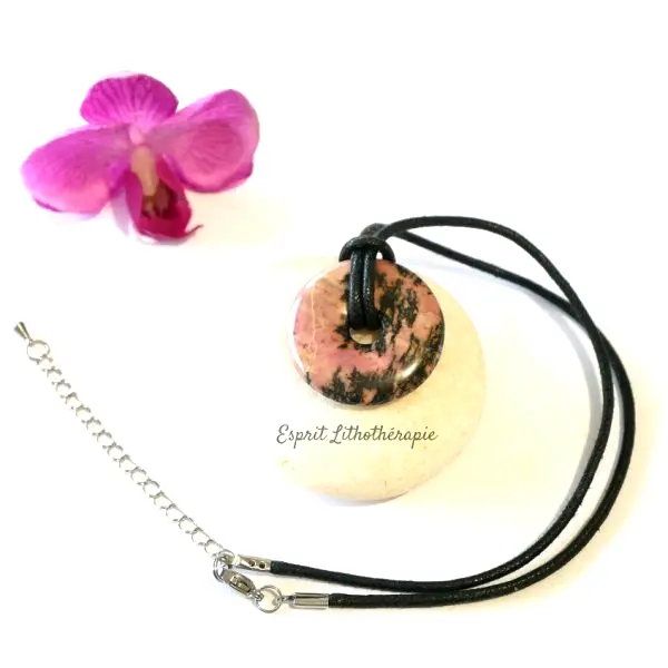 Photo Pendentif Donut Rhodonite en pierre naturelle