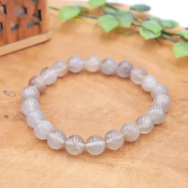 Photo Bracelet Pierre de lune grise en pierre naturelle, bijou fait main