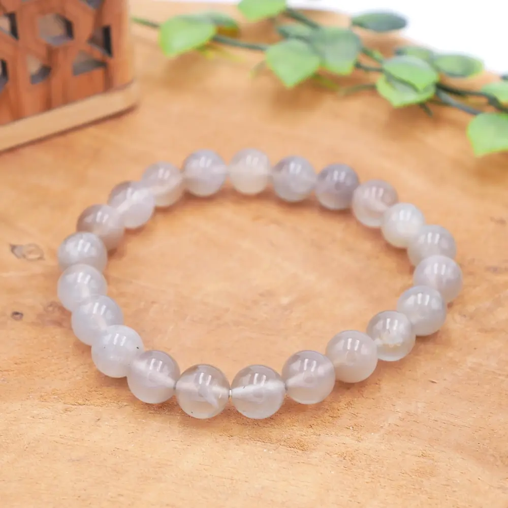 Photo Bracelet Pierre de lune grise en pierre naturelle, bijou fait main