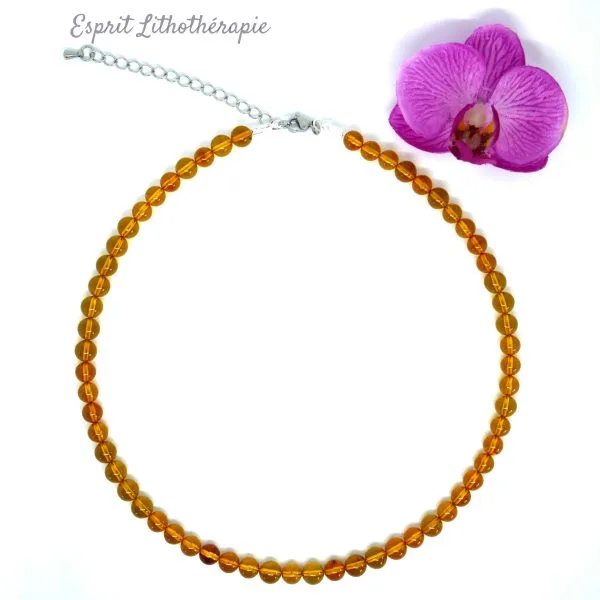 Photo Collier Ambre en pierre naturelle, bijou fait main
