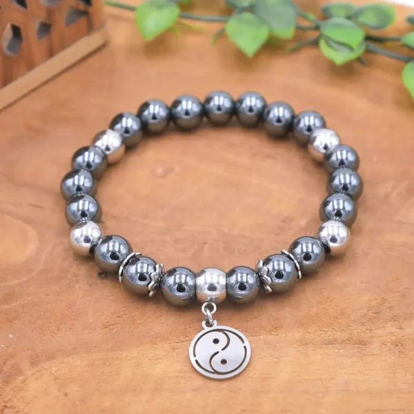 Photo Bracelet en Hématite en pierre naturelle, bijou fait main