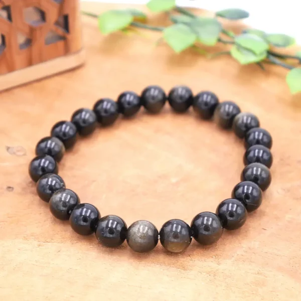 Photo Bracelet Obsidienne dorée en pierre naturelle, bijou fait main
