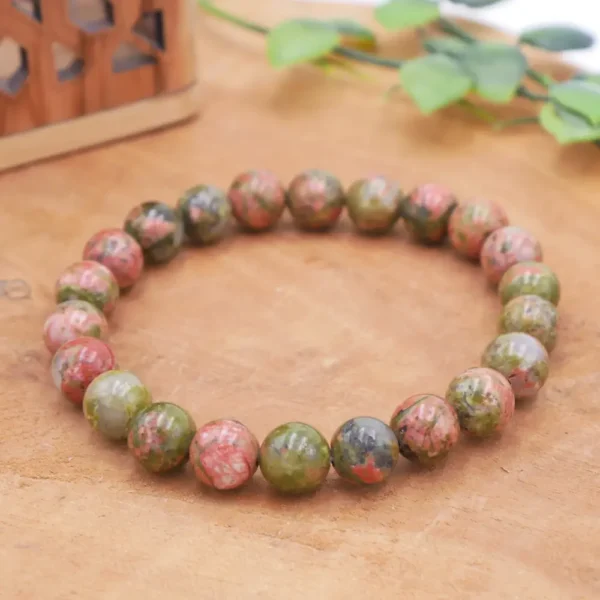 Photo Bracelet Unakite en pierre naturelle, bijou fait main