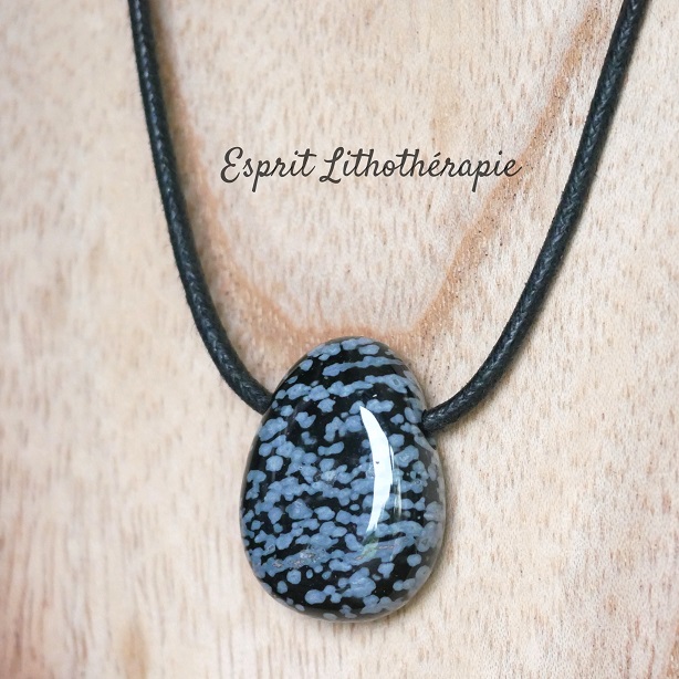 Photo Pendentif Pendentif- Obsidienne flocon de neige en pierre naturelle