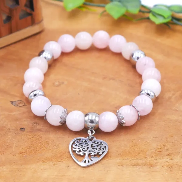 Photo Bracelet en Morganite en pierre naturelle, bijou fait main
