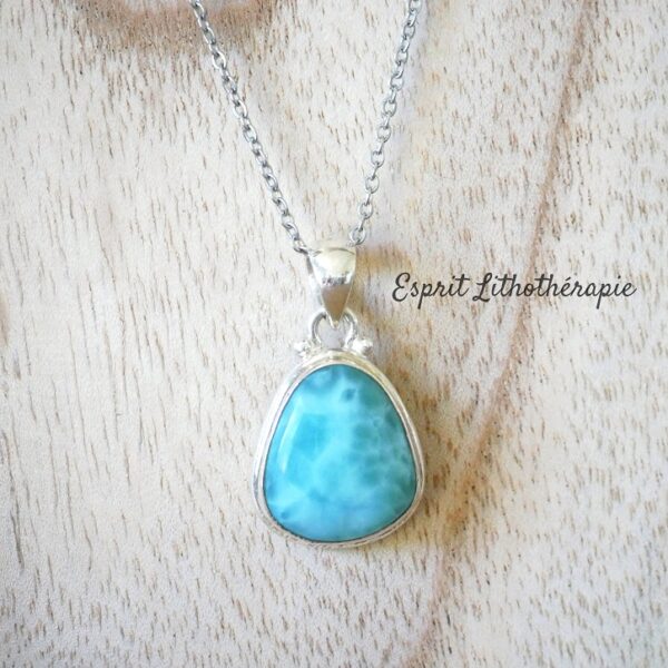 Photo Pendentif Argent - Larimar en pierre naturelle