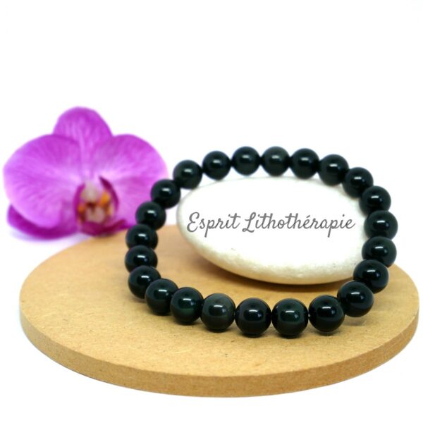 Photo Bracelet Obsidienne Œil Céleste en pierre naturelle, bijou fait main