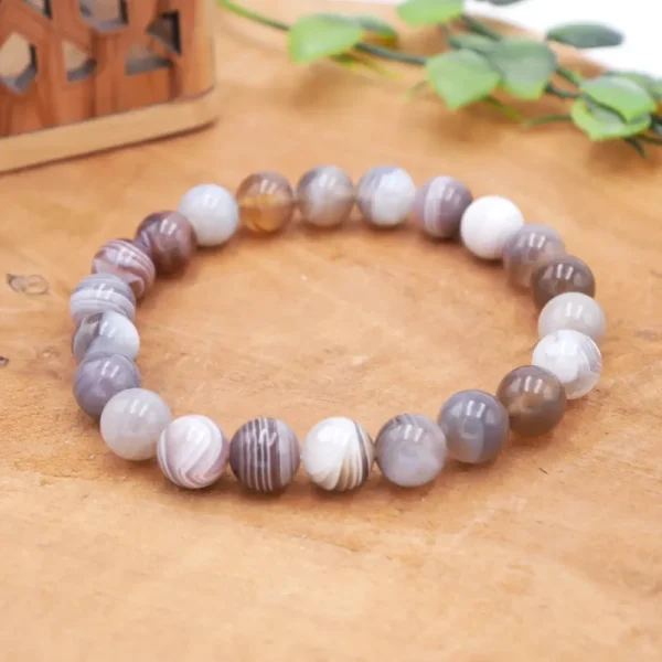 Photo Bracelet Agate du Botswana en pierre naturelle, bijou fait main