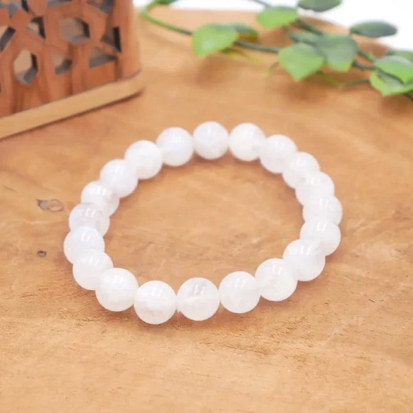 Photo Bracelet Pierre de lune blanche en pierre naturelle, bijou fait main