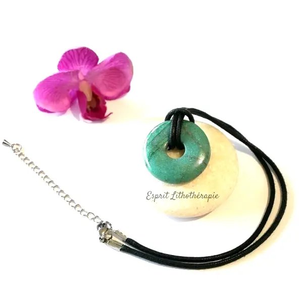 Photo Pendentif Donut Chrysocolle en pierre naturelle