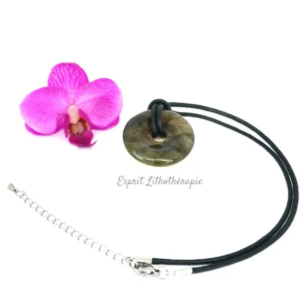 Photo Pendentif Donut Labradorite en pierre naturelle