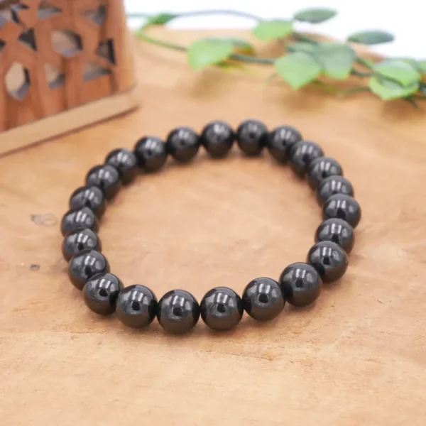 Bracelet en jais naturel non teinté fait main en France