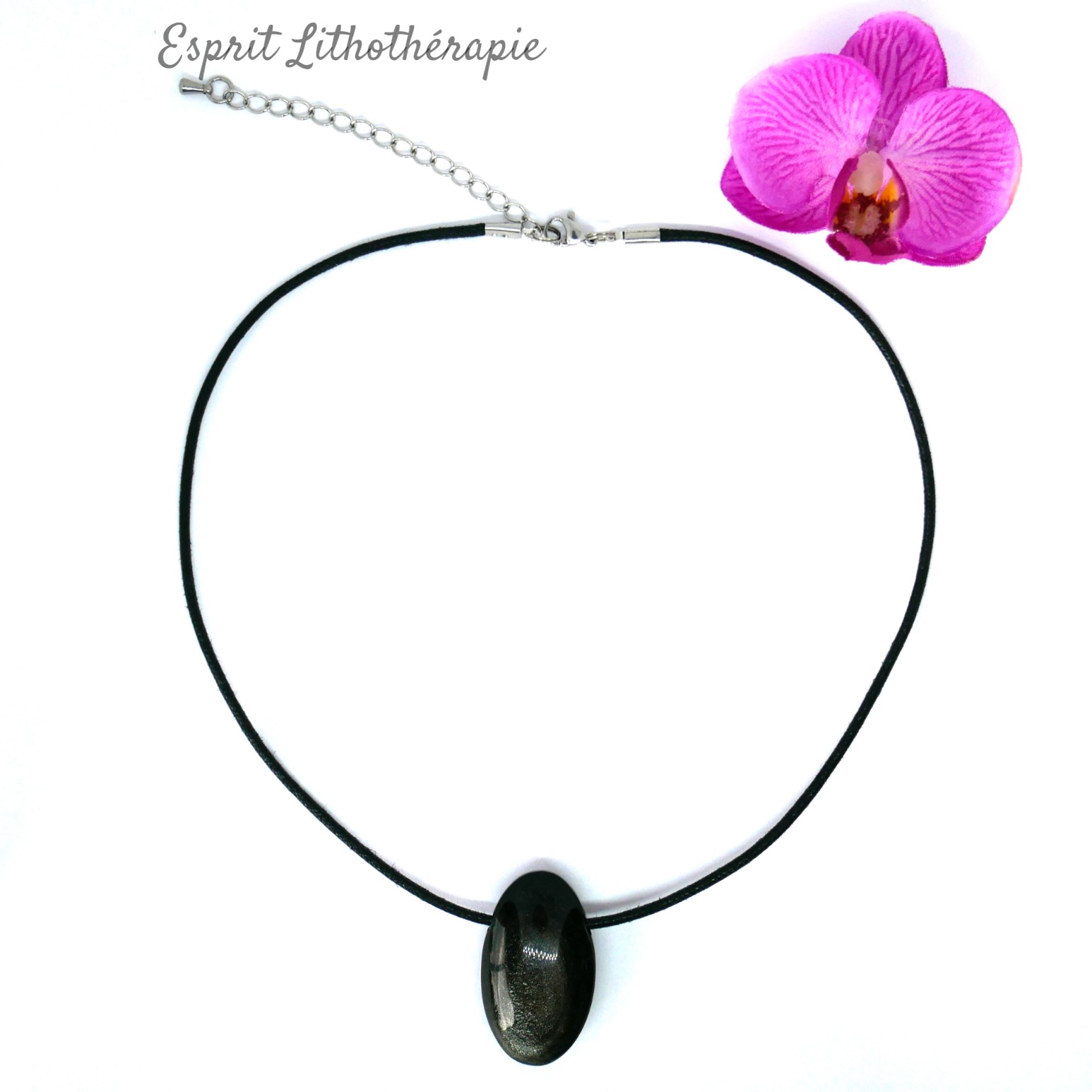 Pendentif Obsidienne argentée
