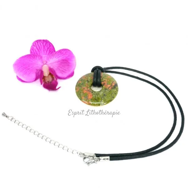 Photo Pendentif Donut Unakite en pierre naturelle