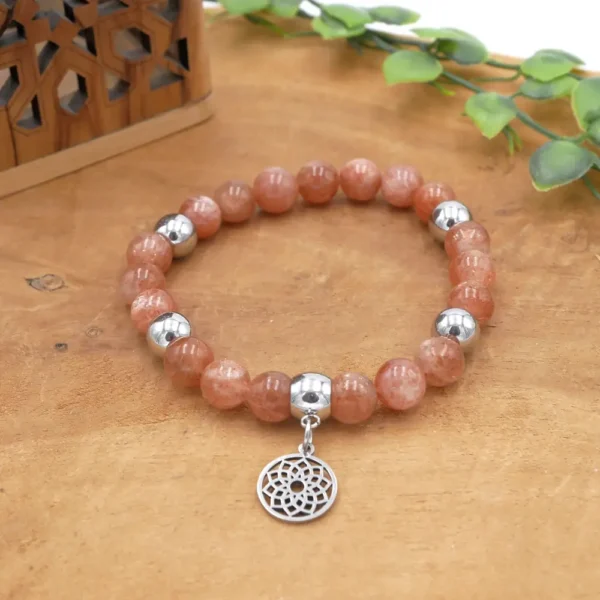 Photo Bracelet en Pierre de soleil en pierre naturelle, bijou fait main