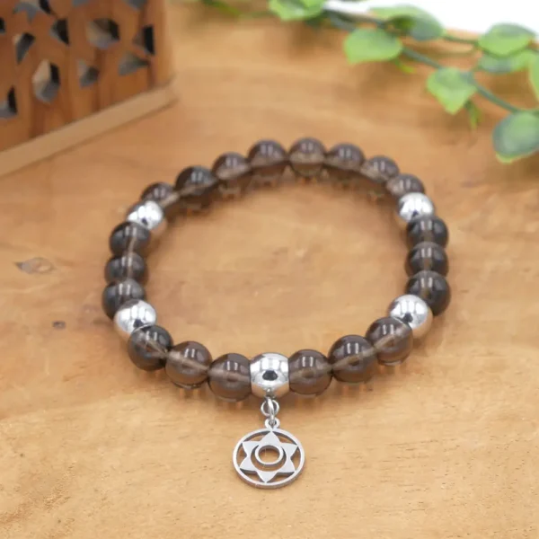 Photo Bracelet en Quartz fumé en pierre naturelle, bijou fait main