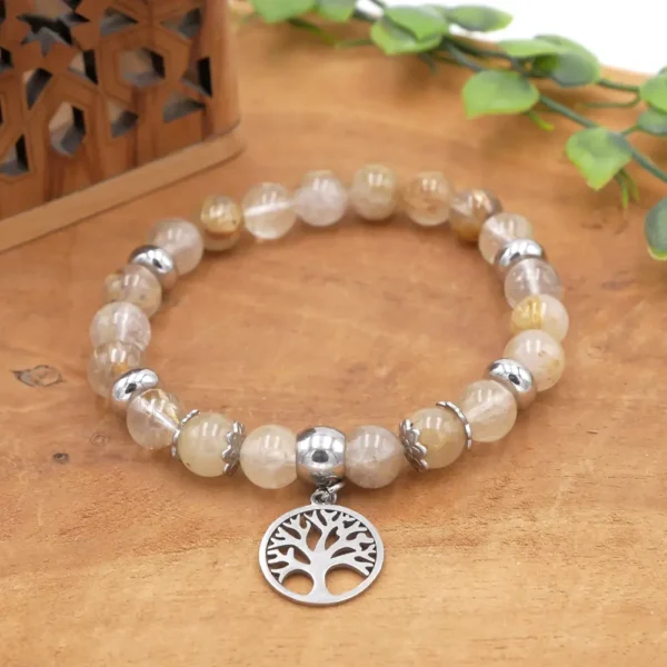 Photo Bracelet en Quartz rutile en pierre naturelle, bijou fait main