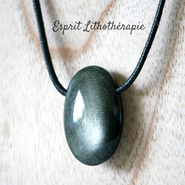 Photo Pendentif - Obsidienne argentée en pierre naturelle