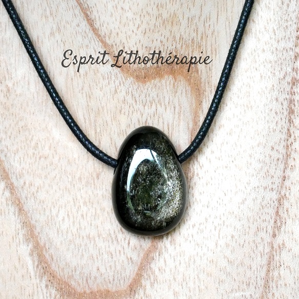 Photo Pendentif - Obsidienne dorée en pierre naturelle