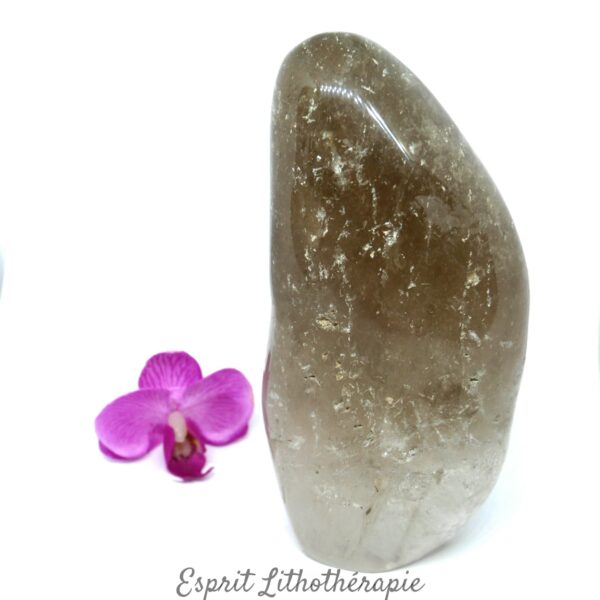 Photo contractuelle Bloc poli Quartz fumé en pierre naturelle