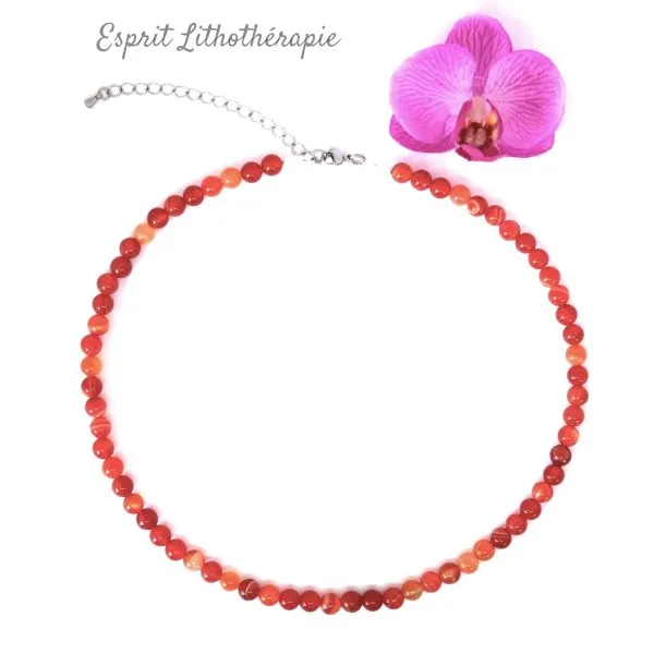 Photo Collier Cornaline en pierre naturelle, bijou fait main