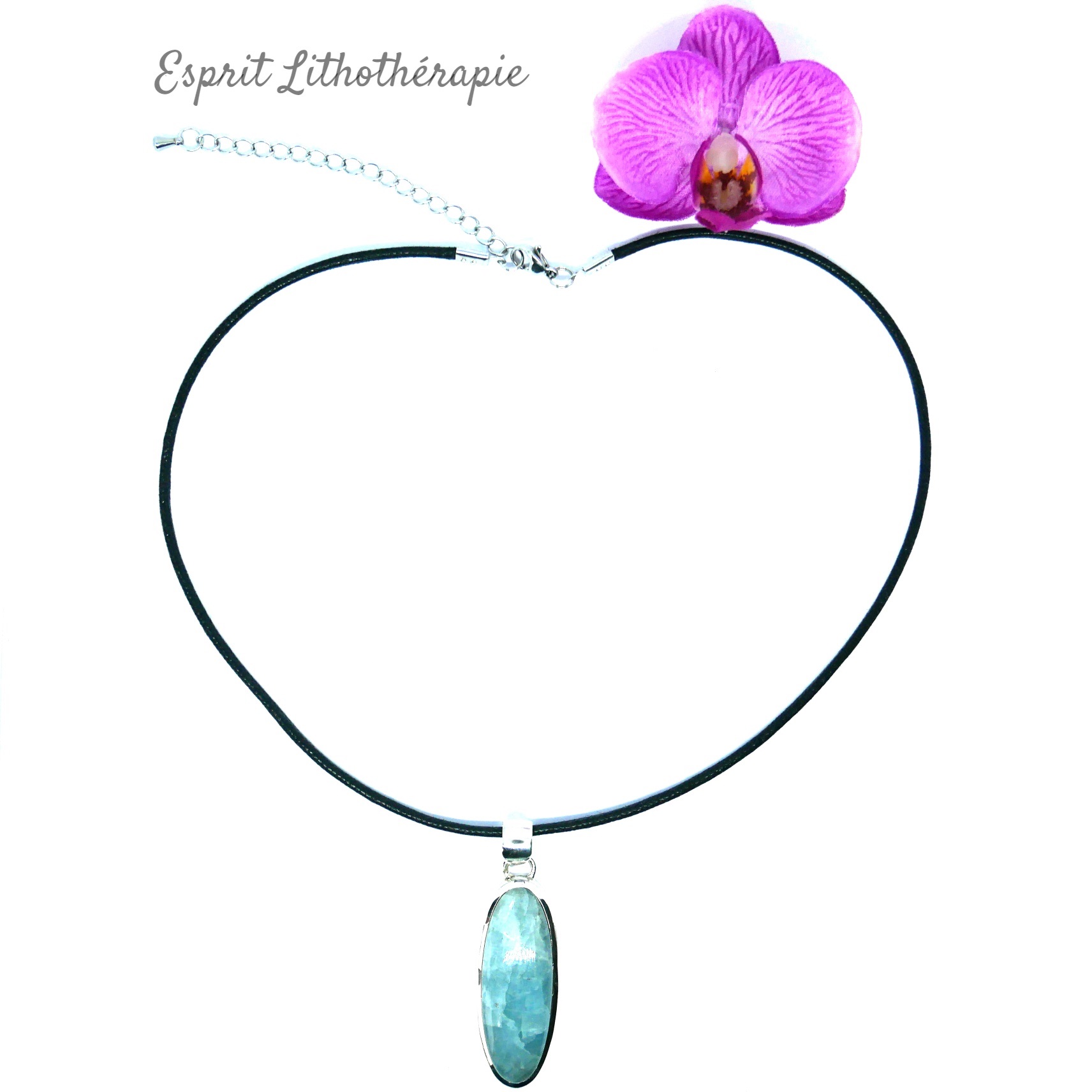 Photo Pendentif Argent - Aigue-marine en pierre naturelle