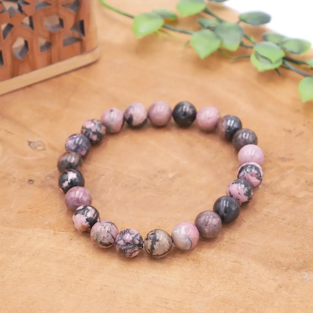 Photo Bracelet Rhodonite en pierre naturelle, bijou fait main