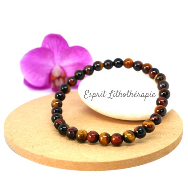 Photo Bracelet Œil de tigre et Œil de Taureau en pierre naturelle, bijou fait main