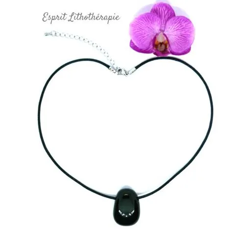 Pendentif en Onyx Noir naturel, pierre de protection et d'ancrage, lithothérapie