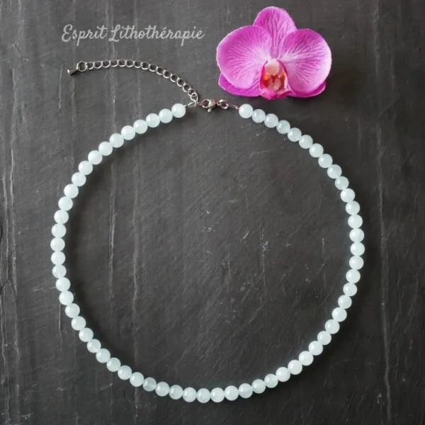 Photo Collier Aigue-marine en pierre naturelle, bijou fait main