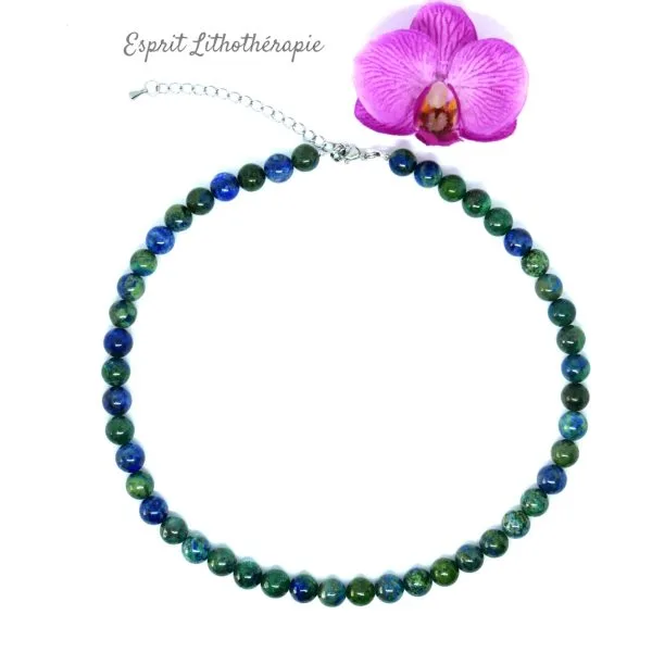 Photo Collier Azurite Malachite en pierre naturelle, bijou fait main