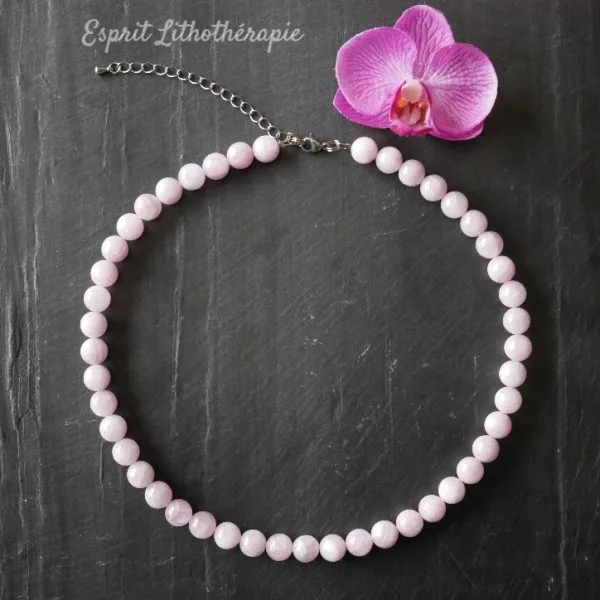 Photo Collier Kunzite en pierre naturelle, bijou fait main