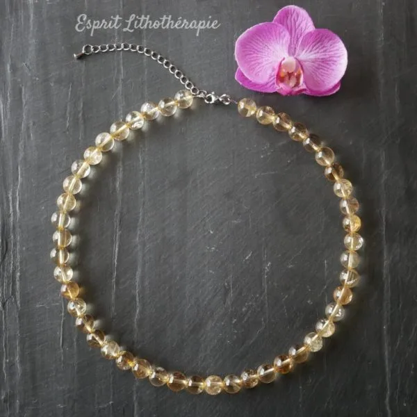 Photo Collier Citrine naturelle en pierre naturelle, bijou fait main