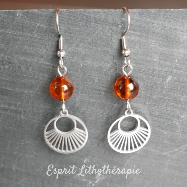 Photo Boucles d'oreilles Ambre en pierre naturelle