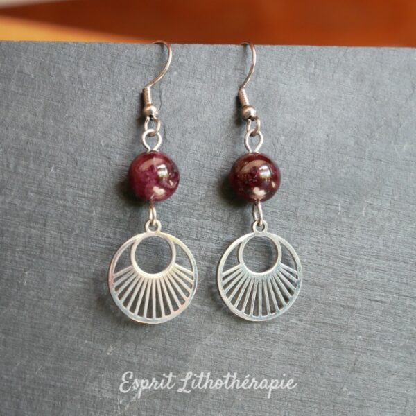 Photo Boucles d'oreilles Grenat en pierre naturelle