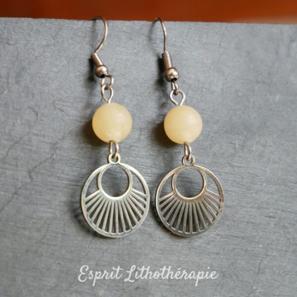 Photo Boucles d'oreilles Calcite jaune en pierre naturelle