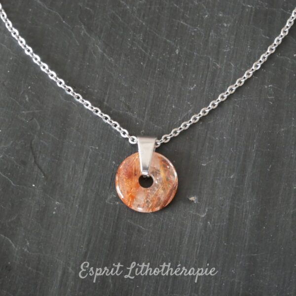 Photo Pendentif Donut - Quartz rutile en pierre naturelle