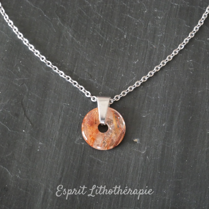 Photo Pendentif Donut - Quartz rutile en pierre naturelle