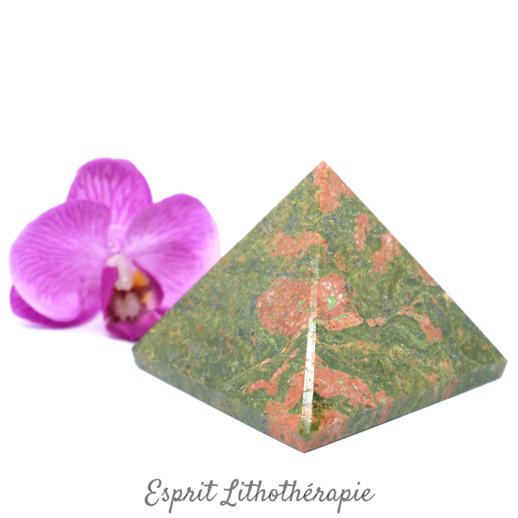 Photo contractuelle Pyramide – Unakite en pierre naturelle