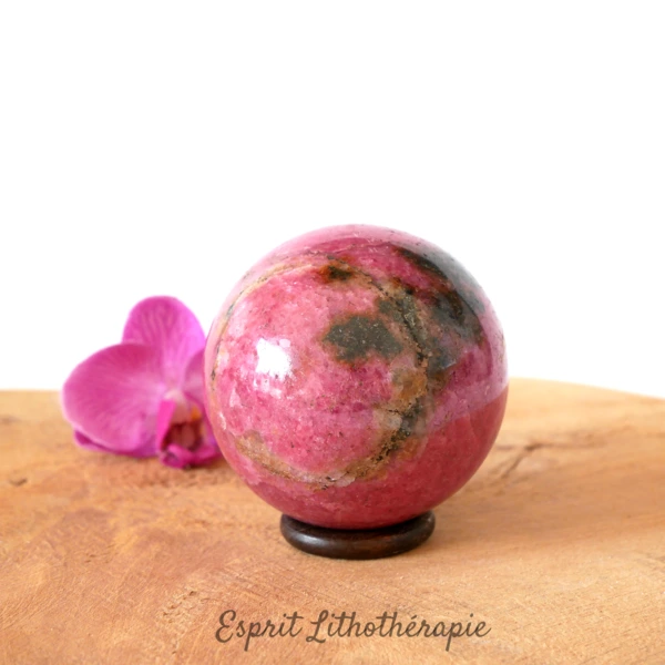 Photo contractuelle Sphère Rhodonite rose en pierre naturelle