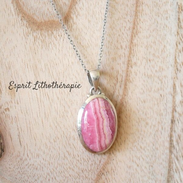 Photo Pendentif Argent - Rhodochrosite en pierre naturelle