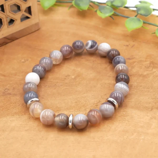 Photo Bracelet Agate du Botswana en pierre naturelle, bijou fait main